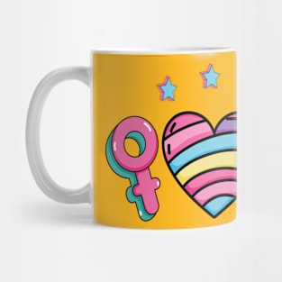 Young woman with love heart in speech bubble illustration... Mug